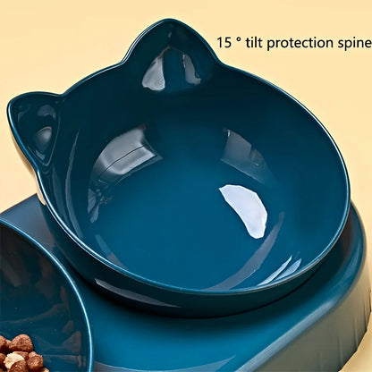 3-in-1 Cat & Dog Feeding Station – Tilted Food Bowls with Gravity Water Feeder & Neck Protection Design”